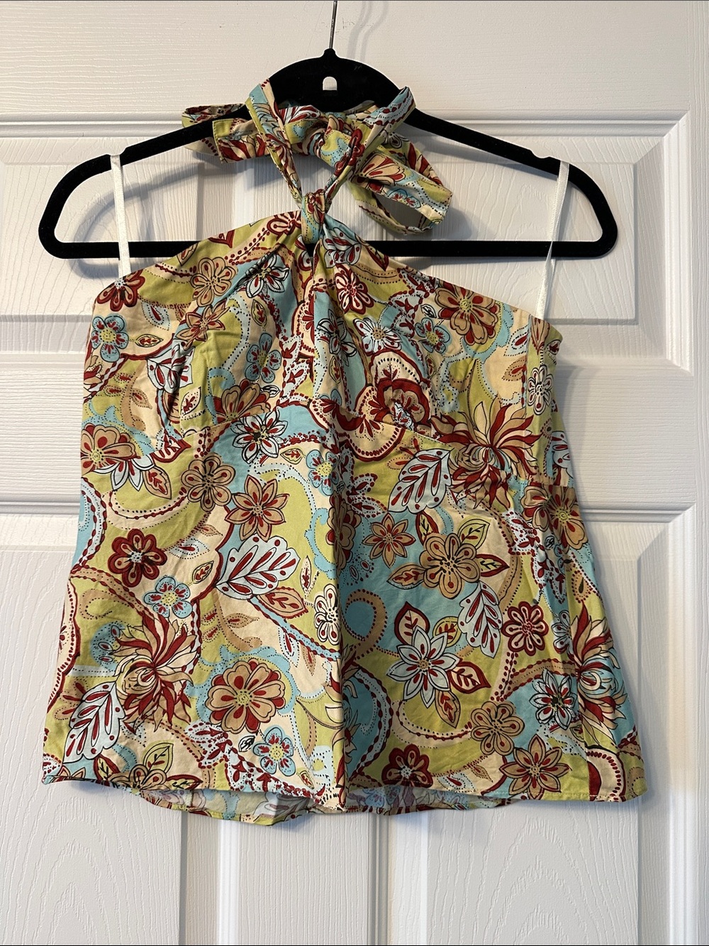 Anne Taylor LOFT Floral Halter Tank Top in Yellow and Blue and Green & Red